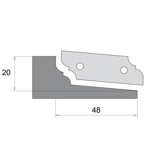 Cserélhető vídialapka A típus 160*20*30 mm betétmarófejhez - Felső-top
